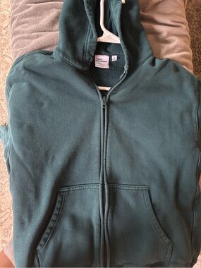 Aritzia Dark Teal Full-Zip Hooded Sweatshirt